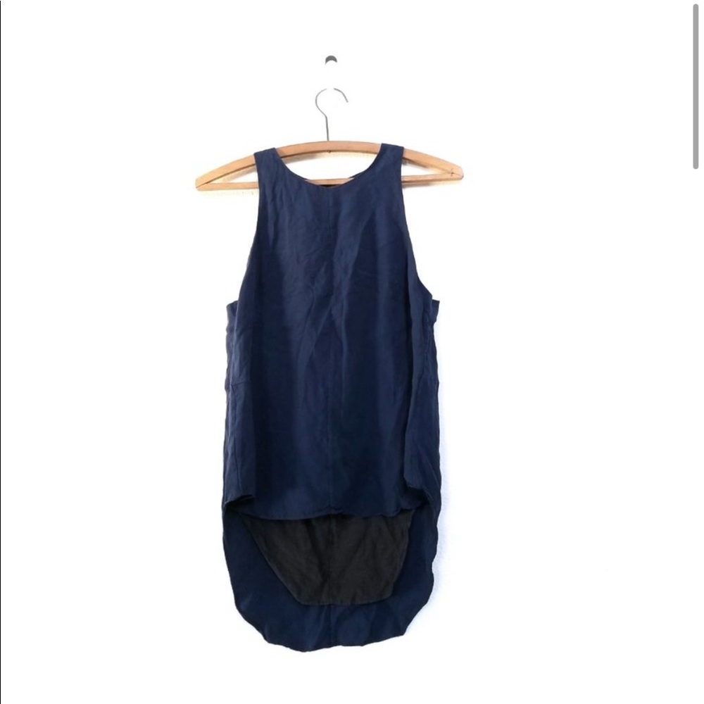 RAG & BONE Silk Clémence Zip Back Tank Navy